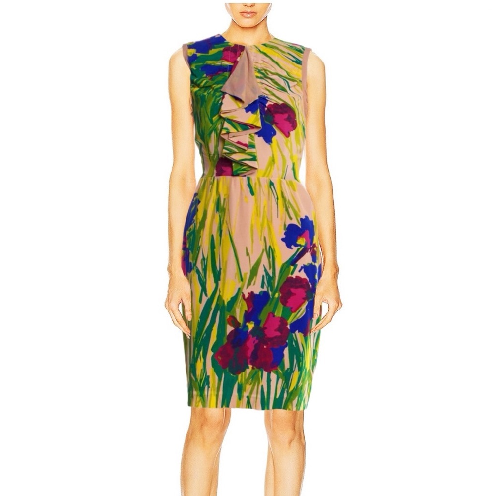 Blumarine Silk Blue Iris Floral Shift Dress